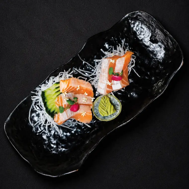 Sake Toro Sashimi — Salmon Belly. ENSO Japanese Fusion & Bar, Canggu, Bali.