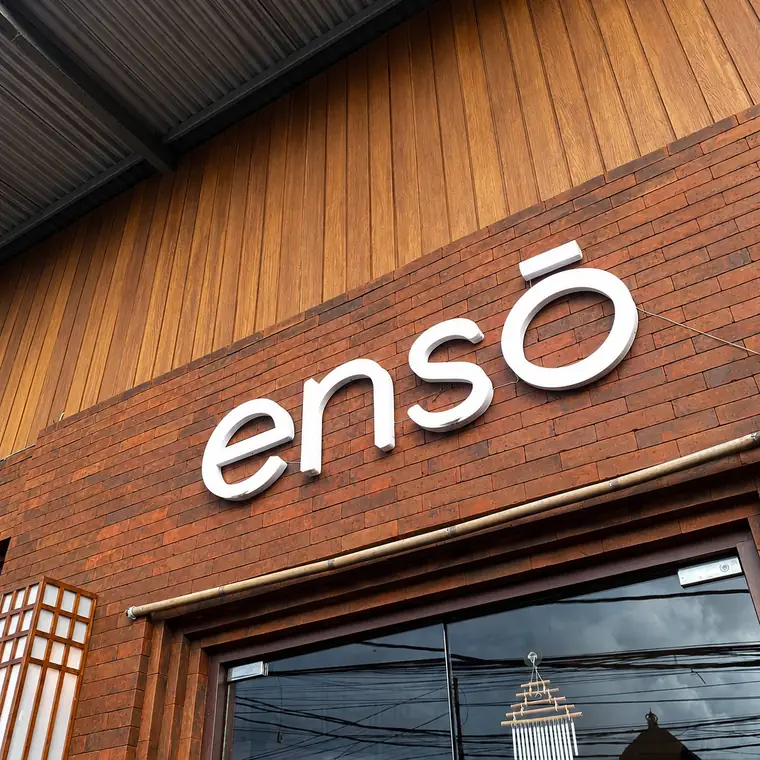 The sign on the timber facade — ENSO Japanese Fusion & Bar, Canggu, Bali